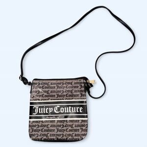 Juicy Couture Gothic Logo Crossbody Bag Black Beige Y2K